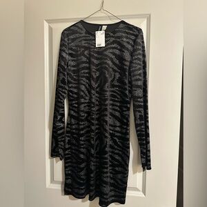 H&M Divided Black and Silver Long Sleeve Dress